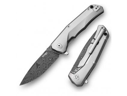 LionSteel T.R.E. Damascus RAINDROP, Titanium TREDRGY