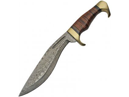 Damascus Stacked Leather Kukri