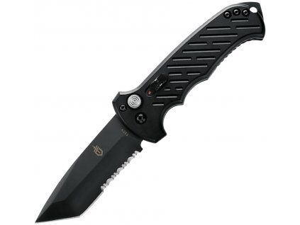 Gerber Auto 06 Button Lock Black AL Tanto Serrated