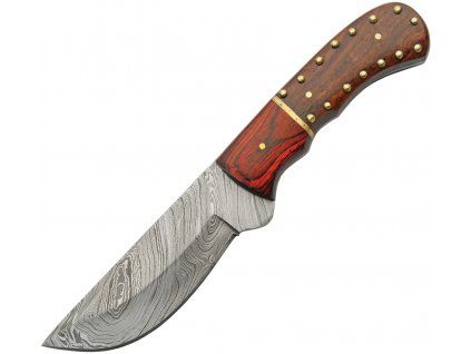 Damascus Studded Wood Brass Skinner