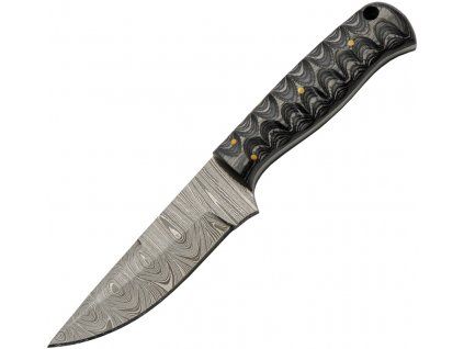 Damascus Grooved Fixed Blade Black