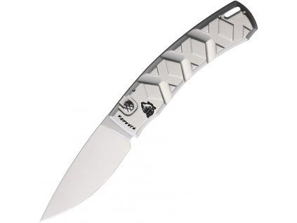 Piranha Knives Auto X Button Lock Silver Mirror