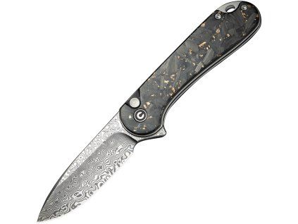 Civivi Elementum II Button Lock Damascus Golden Carbon