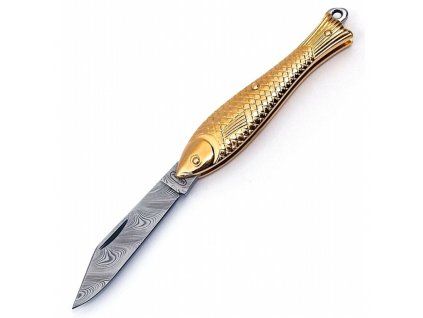 Klasický knife rybička v exclusivm goldm provedení-damašek