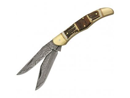 Damascus Filework Folding Hunter
