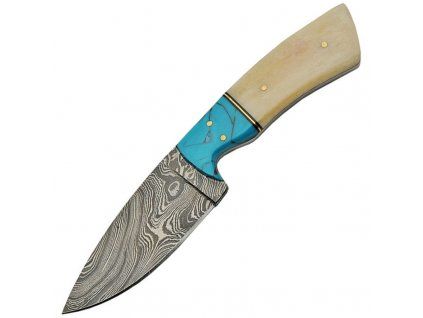 Damascus Fixed Blade Bone