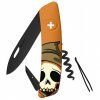 Swiza švýcarský nůž D01 Allblack Halloween Skull Head Orange