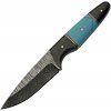 Damascus Fixed Blade Buffalo/Turq