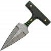 Damascus Push Dagger Micarta Green