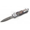 cobra otf pinup girl design damascus serrated 2
