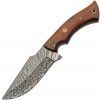 Damascus Drop Point Hunter Brown Wood