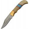 Damascus Lockback Bone Turquoise